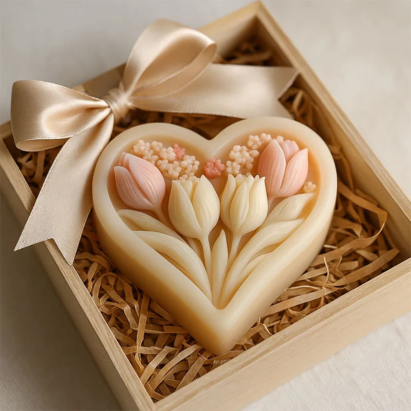 Soap Making Experiment - Silicone Mold for Heart-shaped Tulip Candles