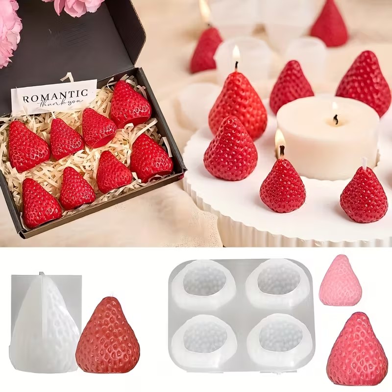 Strawberry Silicone Candle Mol - đánh giá và giá Soap Making Gifts