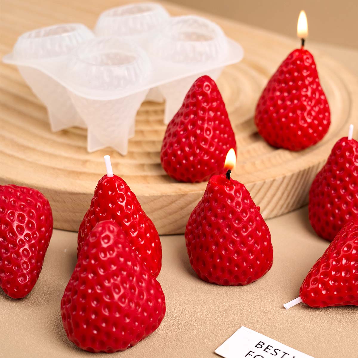 4pcs Strawberry Silicone Candl - đánh giá và giá Soap Making Gifts